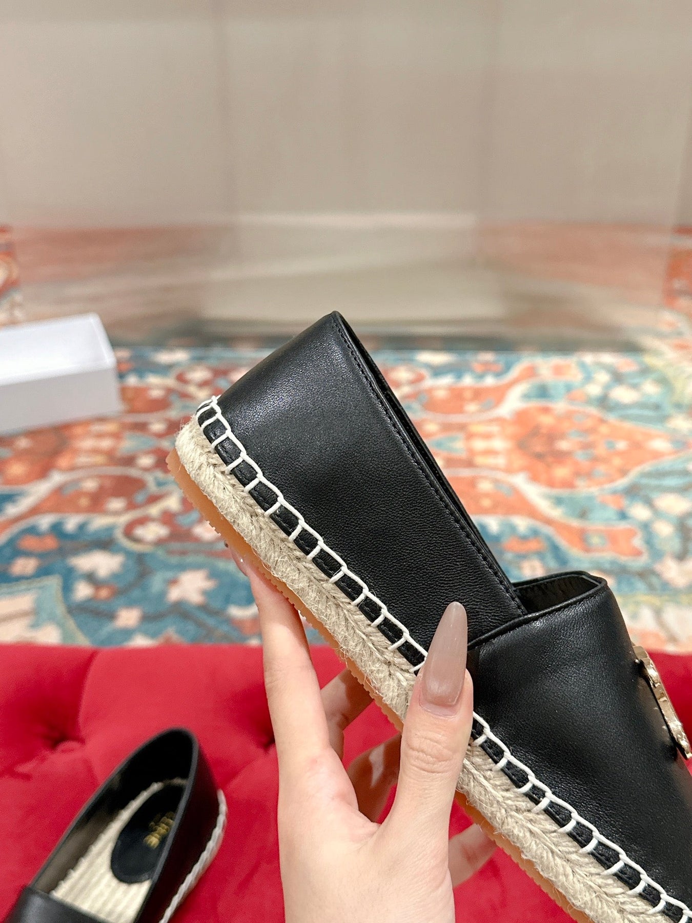 ESPADRILLES BLACK LAMBSKIN GOLD TRIOMPHE