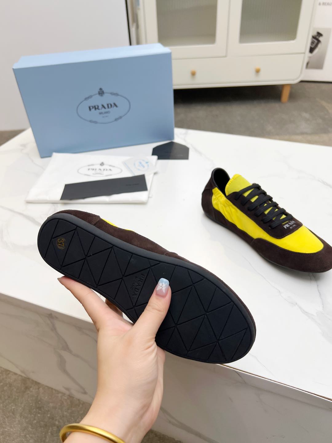 COLLAPSE SNEAKERS IN CHOCOLATE SUEDE AND YELLOW NYLON