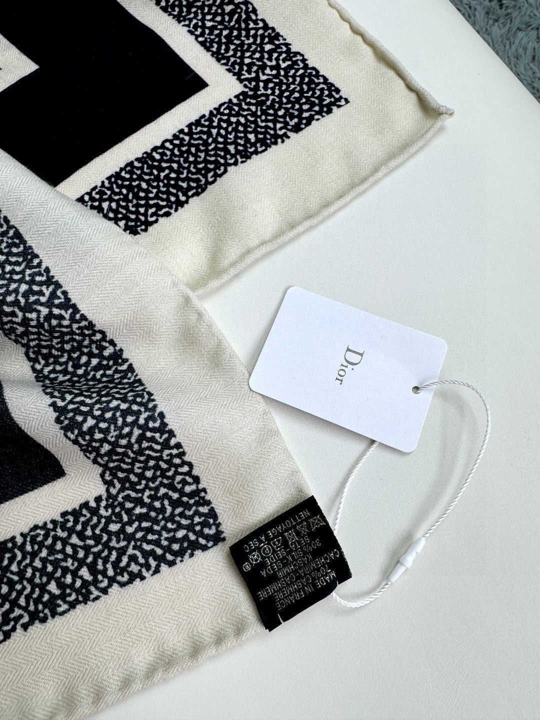 MONOGRAM SQUARE SCARF 140 CM IN BLACK MIX WHITE CASHMERE AND SILK 413742