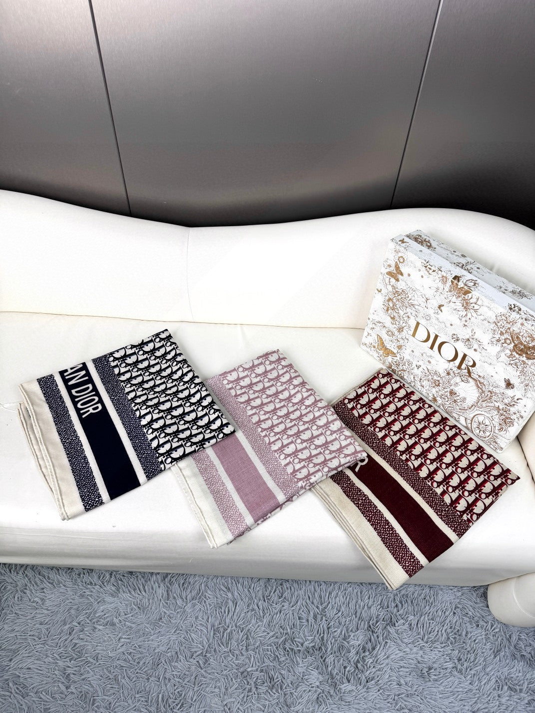 MONOGRAM SQUARE SCARF 140 CM IN BLACK MIX WHITE CASHMERE AND SILK 413742