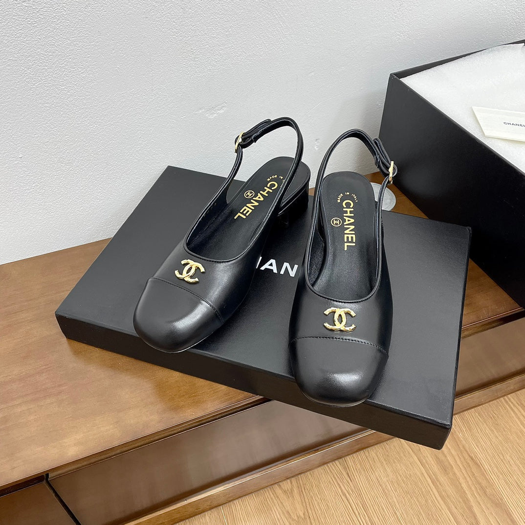 HIGH SLINGBACKS BLACK CALFSKIN