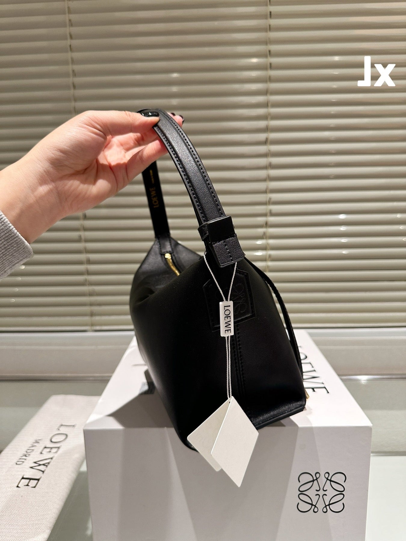 LOE LUNA HOBO 27 BAG IN BLACK CALFSKIN