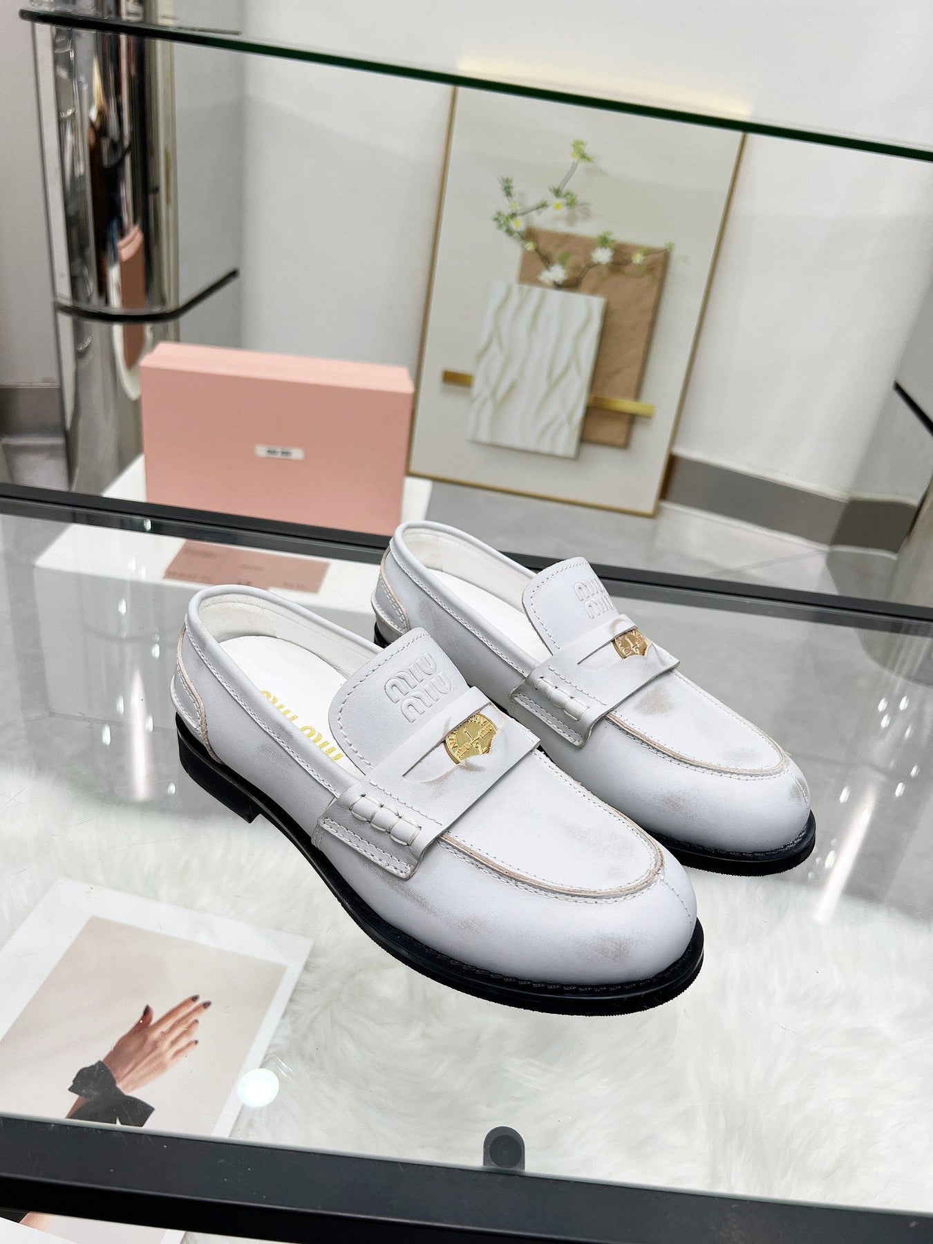 PENNY LOAFERS IN WHITE BLEACHED CALFSKIN