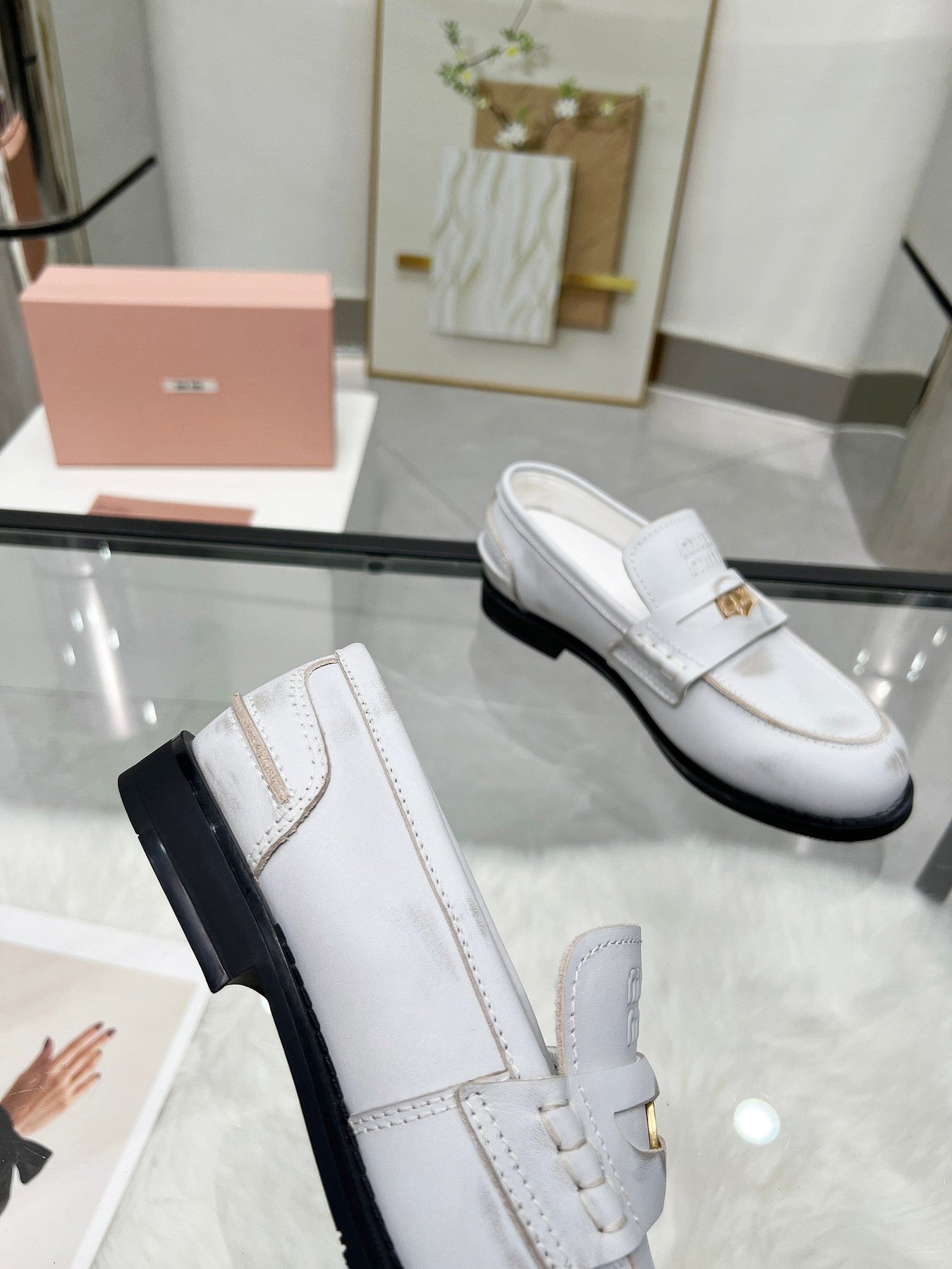 PENNY LOAFERS IN WHITE BLEACHED CALFSKIN