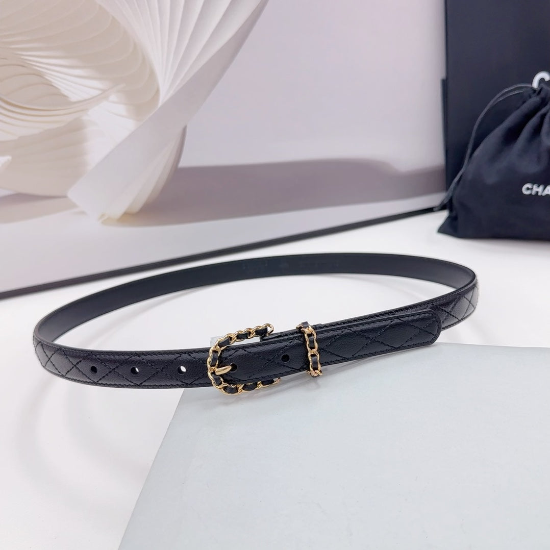 CC BELT 20 MM IN BLACK CALFSKIN GOLD HARDWARE