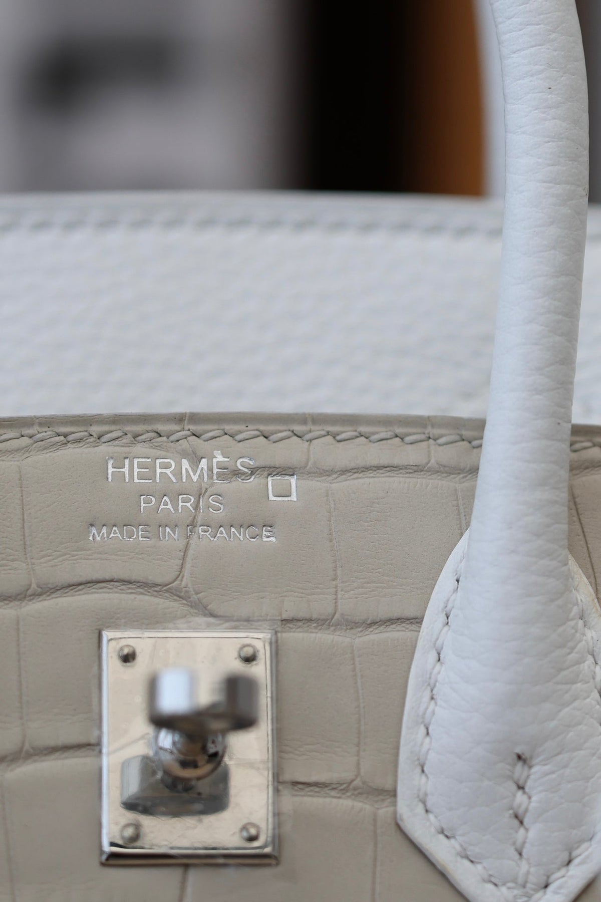 BIRKIN FAUBOURG TOUCH 20 IN PASTEL GRAY CALFSKIN WITH SILVER HARDWARE