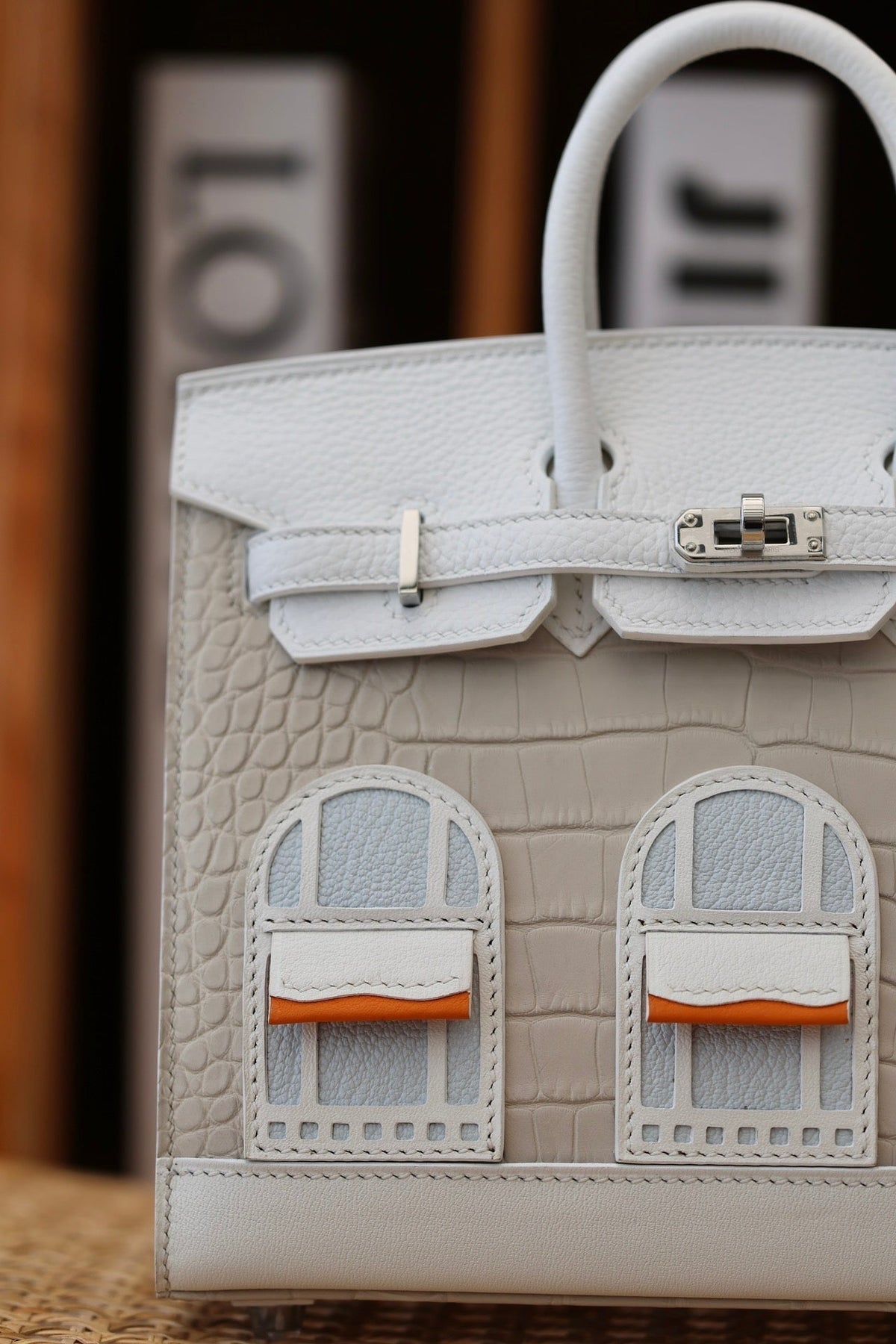 BIRKIN FAUBOURG TOUCH 20 IN PASTEL GRAY CALFSKIN WITH SILVER HARDWARE