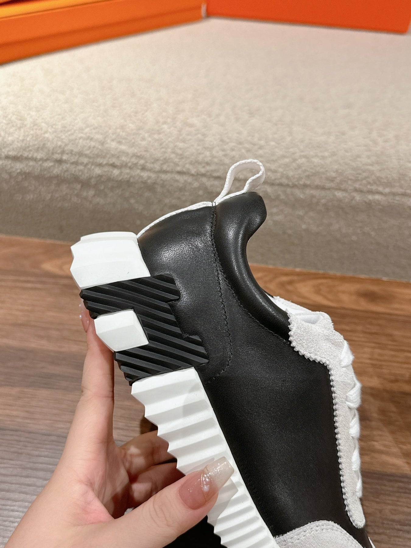 MAINLAND SNEAKER IN PALE GRAY SUEDE AND BLACK CALFSKIN