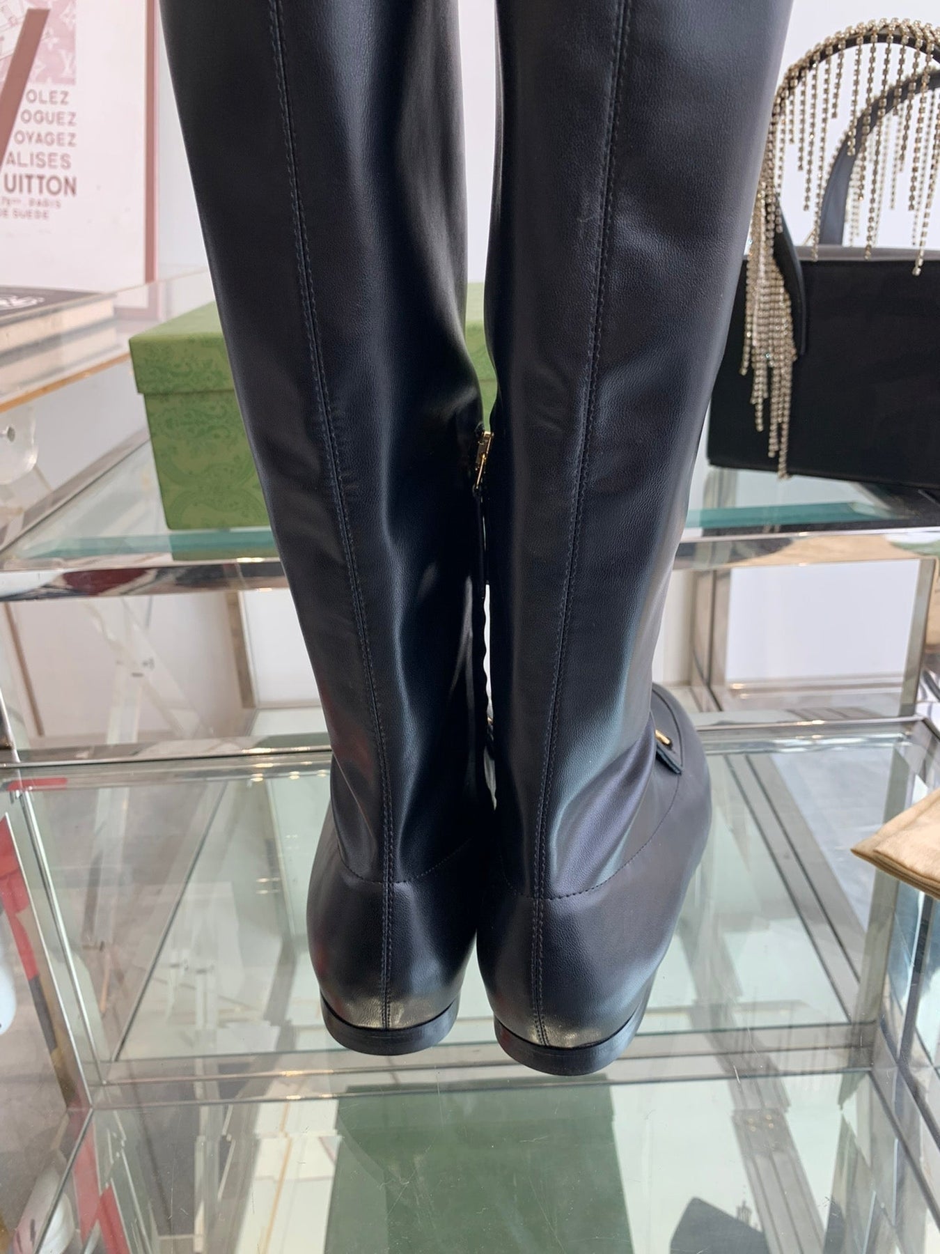 GG KNEE HIGH BOOTS WITH HORSEBIT IN BLACK CALFSKIN