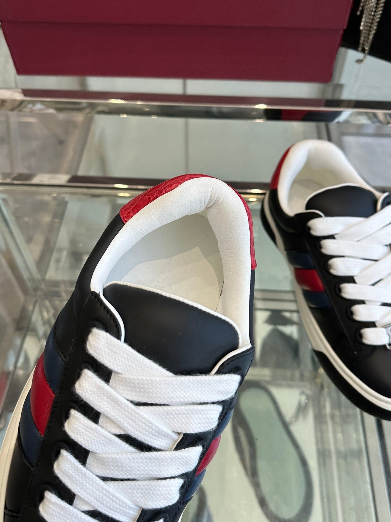 GG ACE SNEAKER IN BLACK SHEEPSKIN