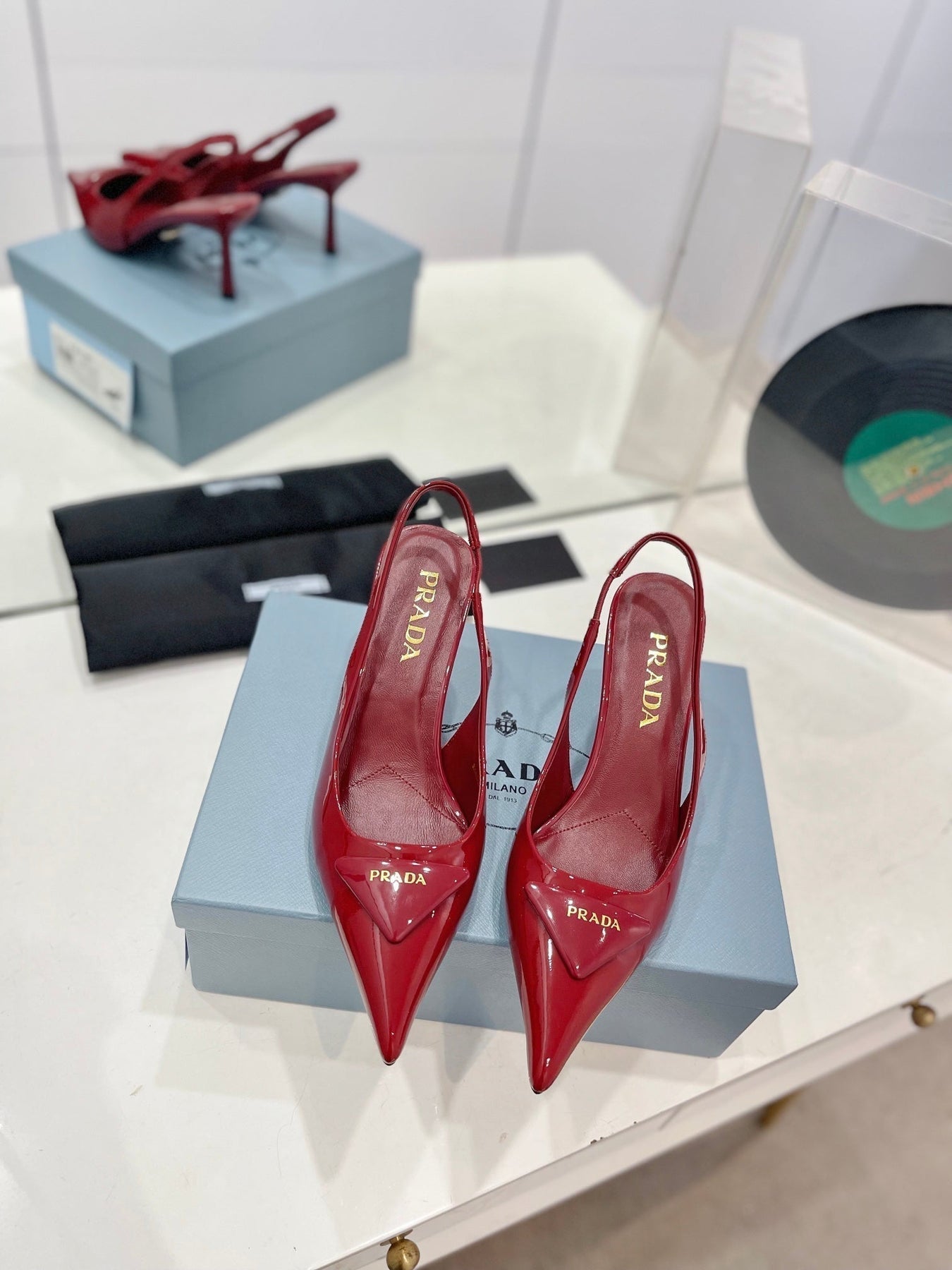 Pra Slingback Pumps 75 Red Patent Leather