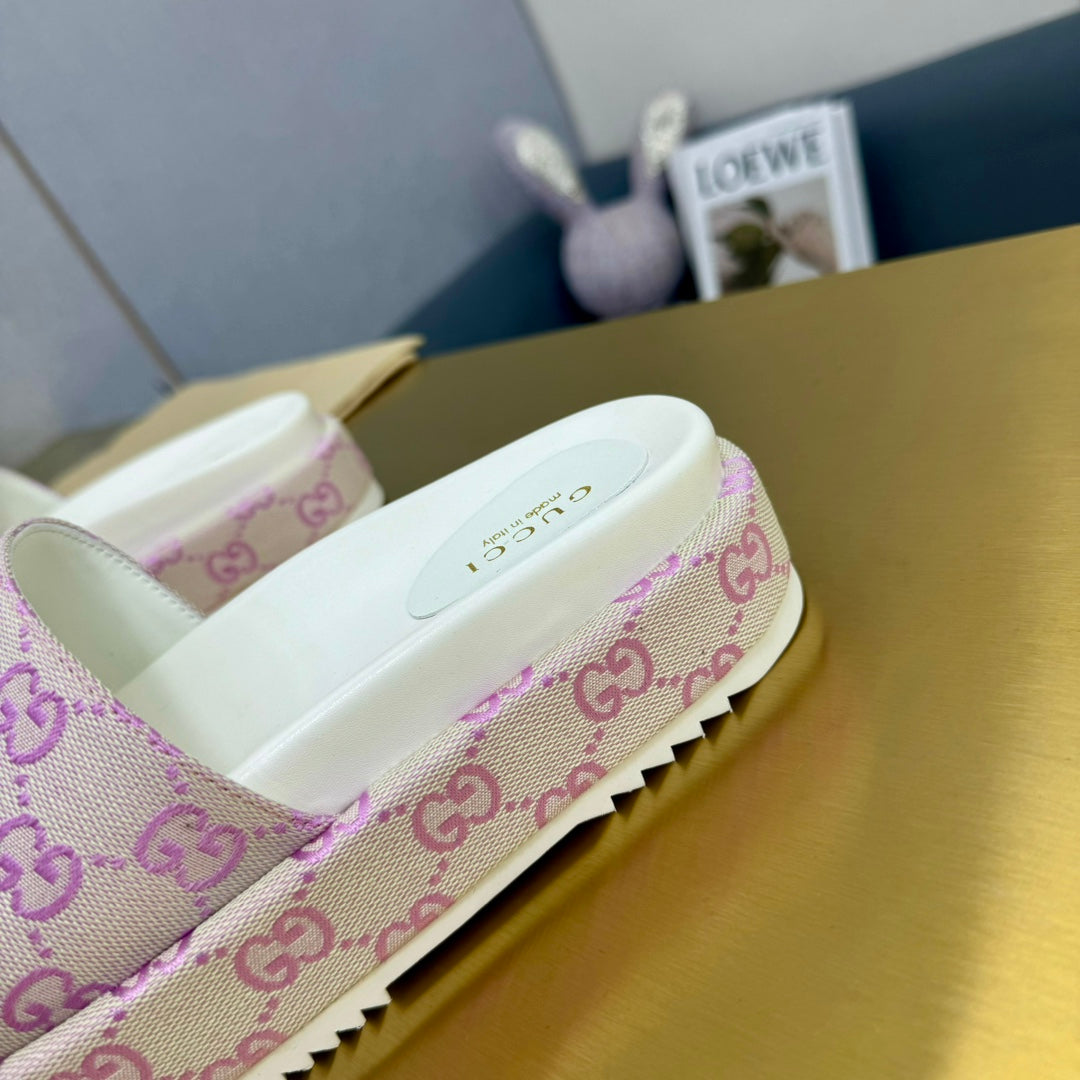 GG PLATFORM SLIDE SANDAL PASTEL PINK CANVAS