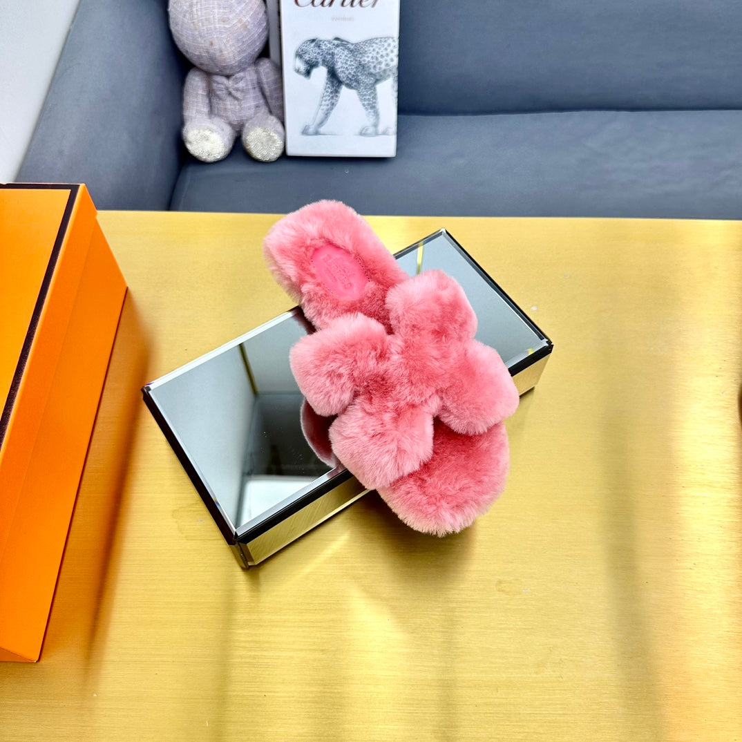 ORAN SHEARLING SANDALS DARK PINK