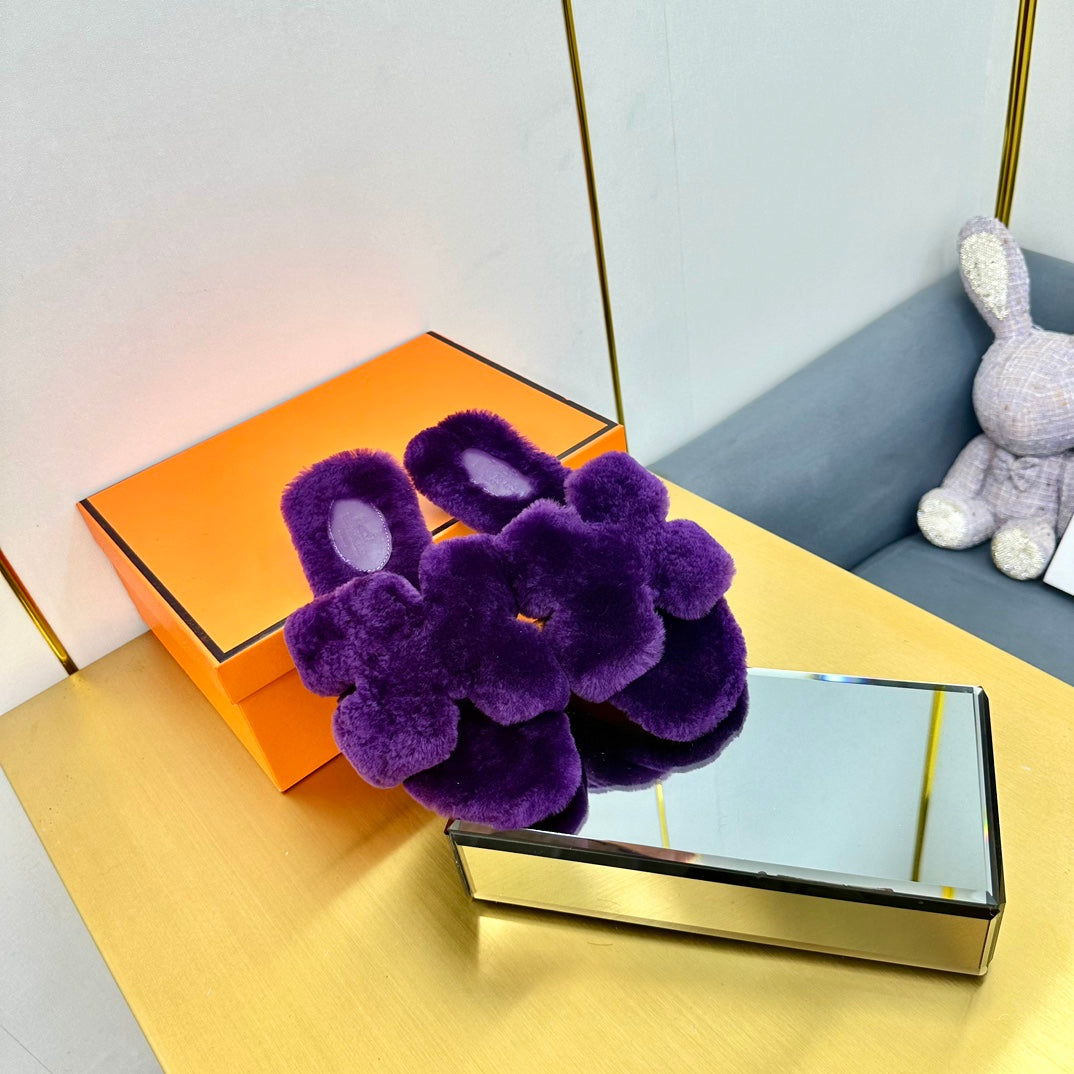 ORAN SHEARLING SANDALS PLUM PURPLE