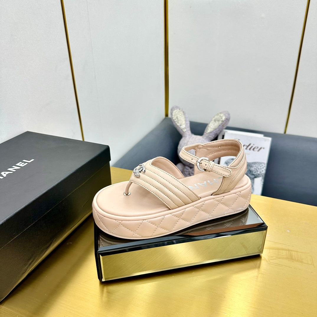 GROSGRAIN SANDAL IN NUDE BEIGE LAMBSKIN