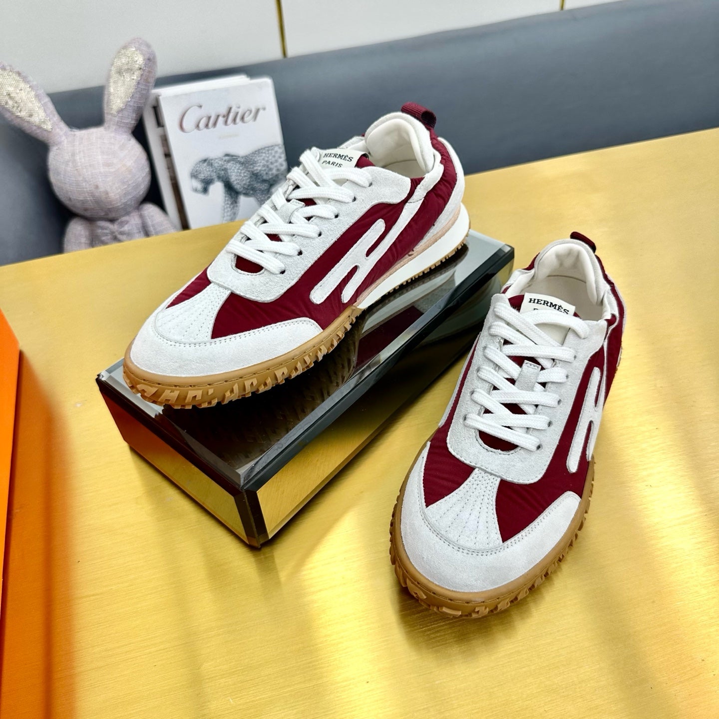 JET SNEAKER IN WHITE MIX SANGRIA RED SUEDE