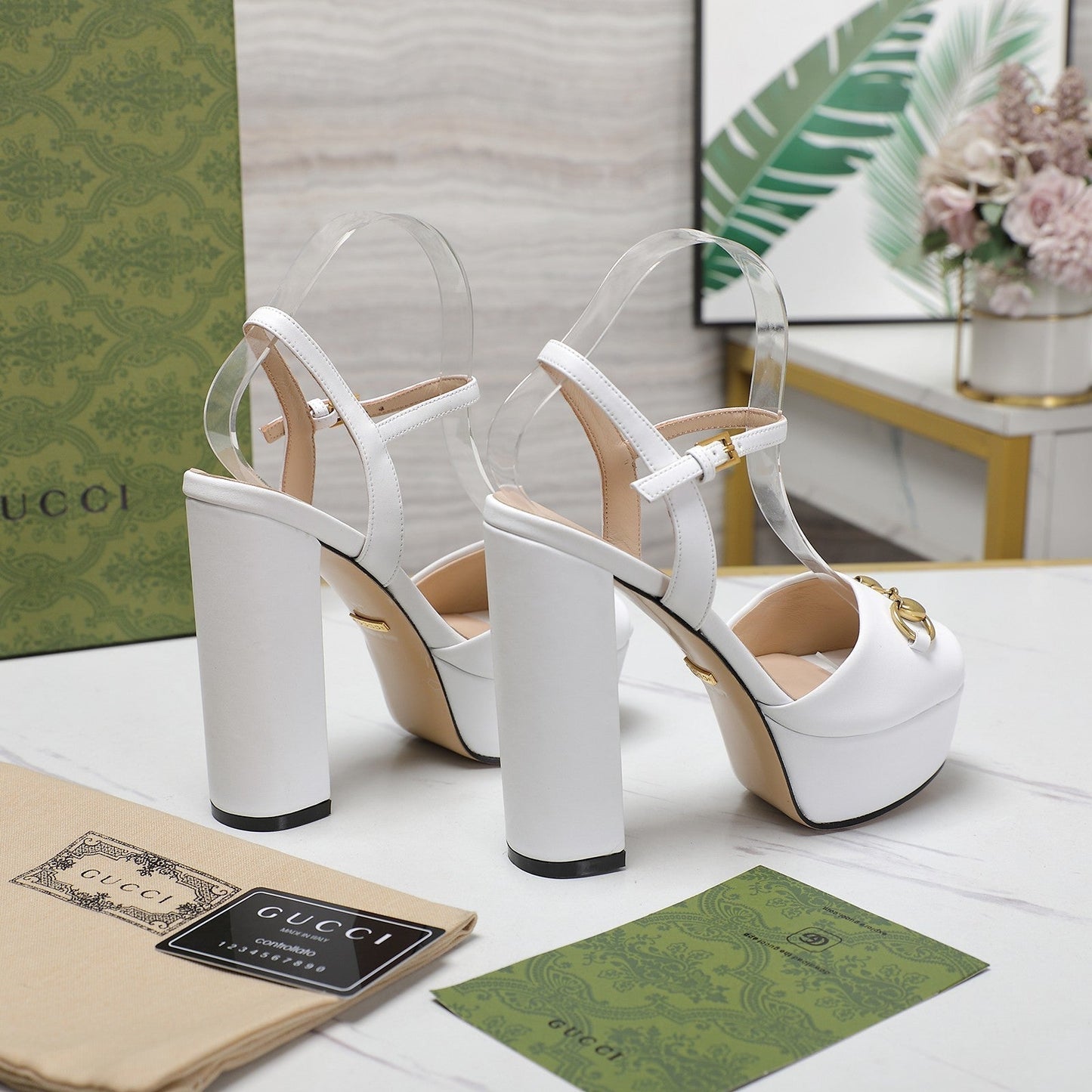 GG Sandales Cuir Noir White