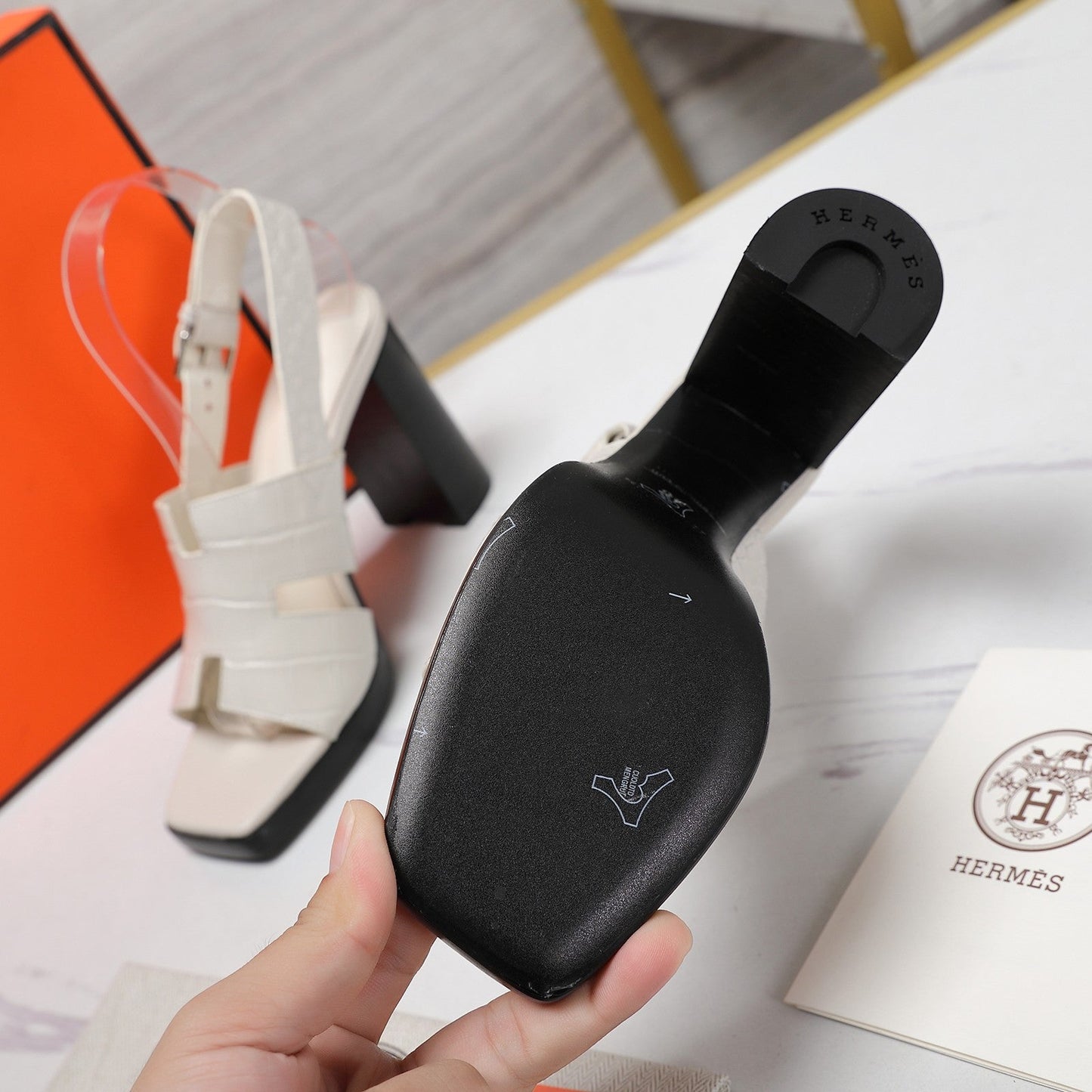 ERIS 95 SANDAL WHITE CALFSKIN PATTERNED