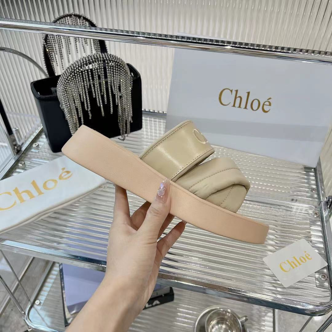 MILA FLAT SLIDES 5 CM IN BEIGE EICRU CALFSKIN AND RE-NYLON