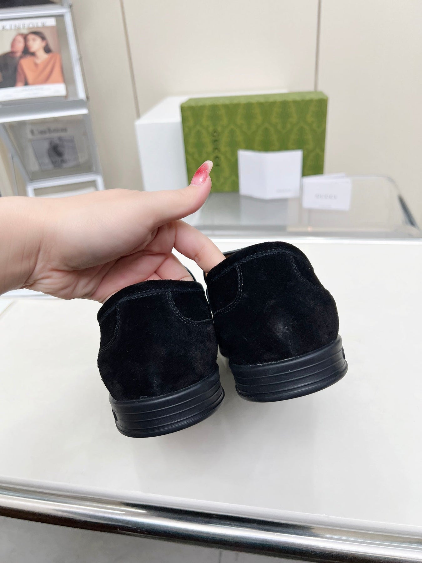 LOAFERS WITH SILVER HARDWARE IN BLACK SUEDE