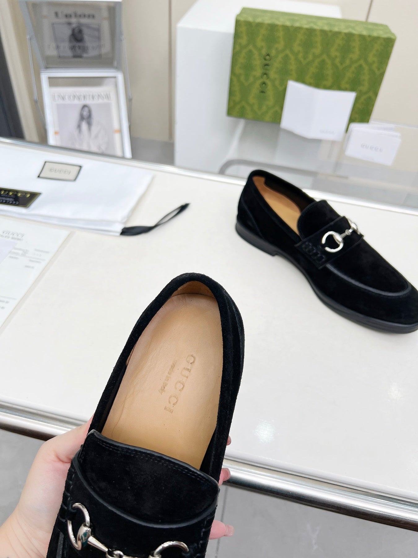 LOAFERS WITH SILVER HARDWARE IN BLACK SUEDE
