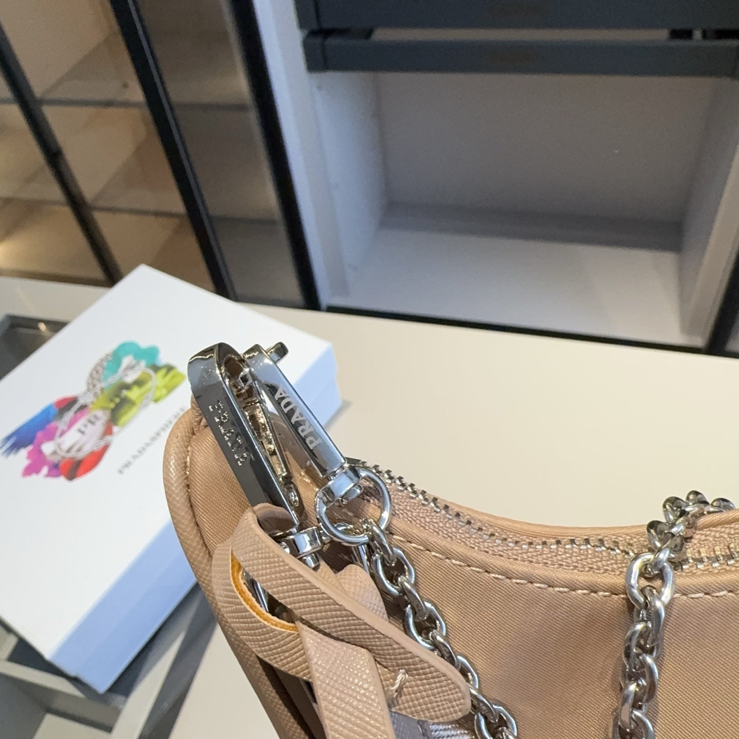 HOBO RE-EDITION BAG 26 IN TAN BROWN RE-NYLON SILVER HARDWARE