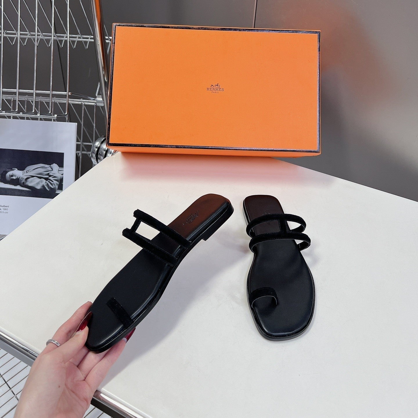 Georgia Sandals Black Suede Black Calfskin