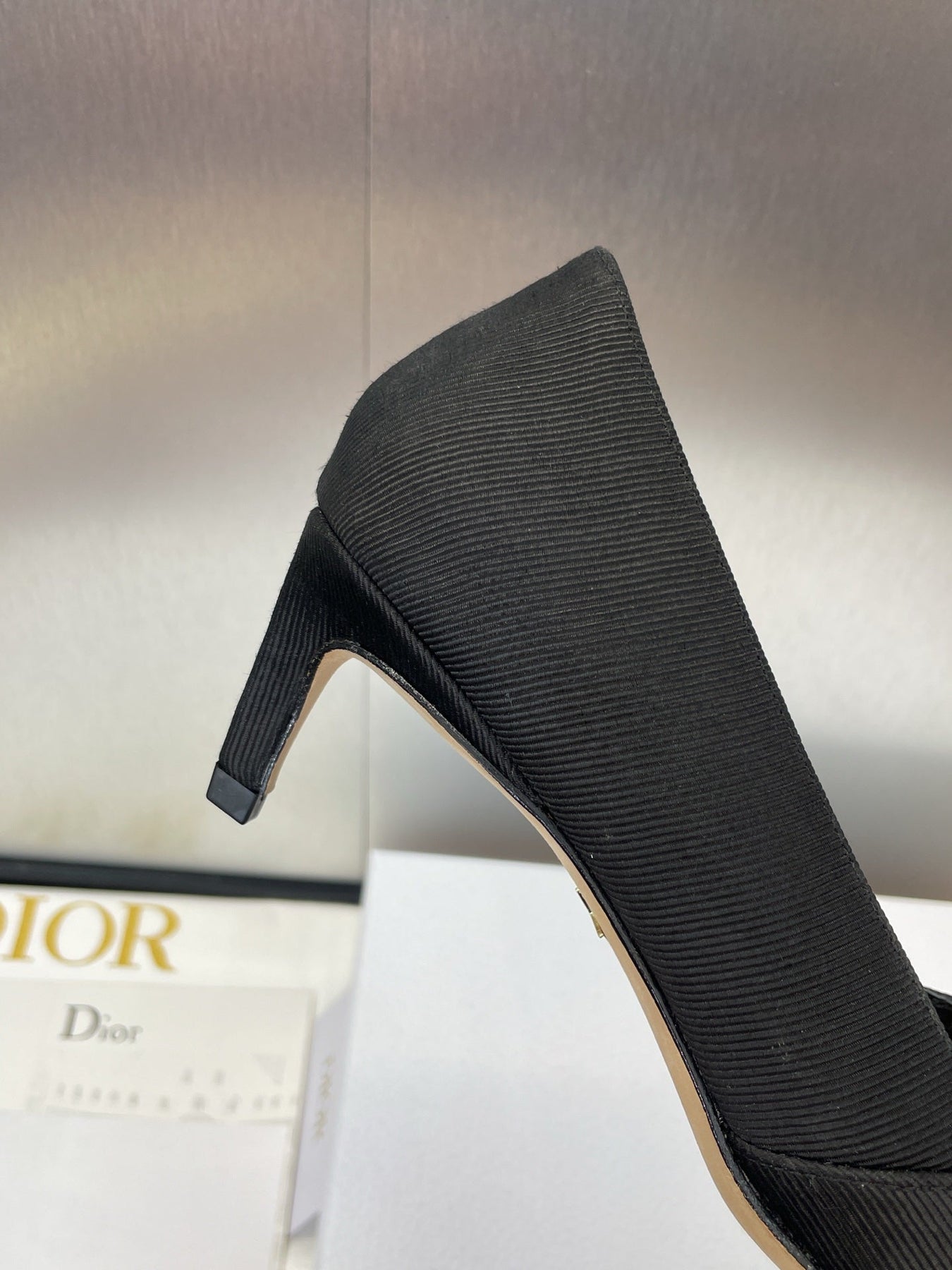 MY DD 25S HIGH HEEL 55MM IN BLACK FABRIC GOLD LOGO