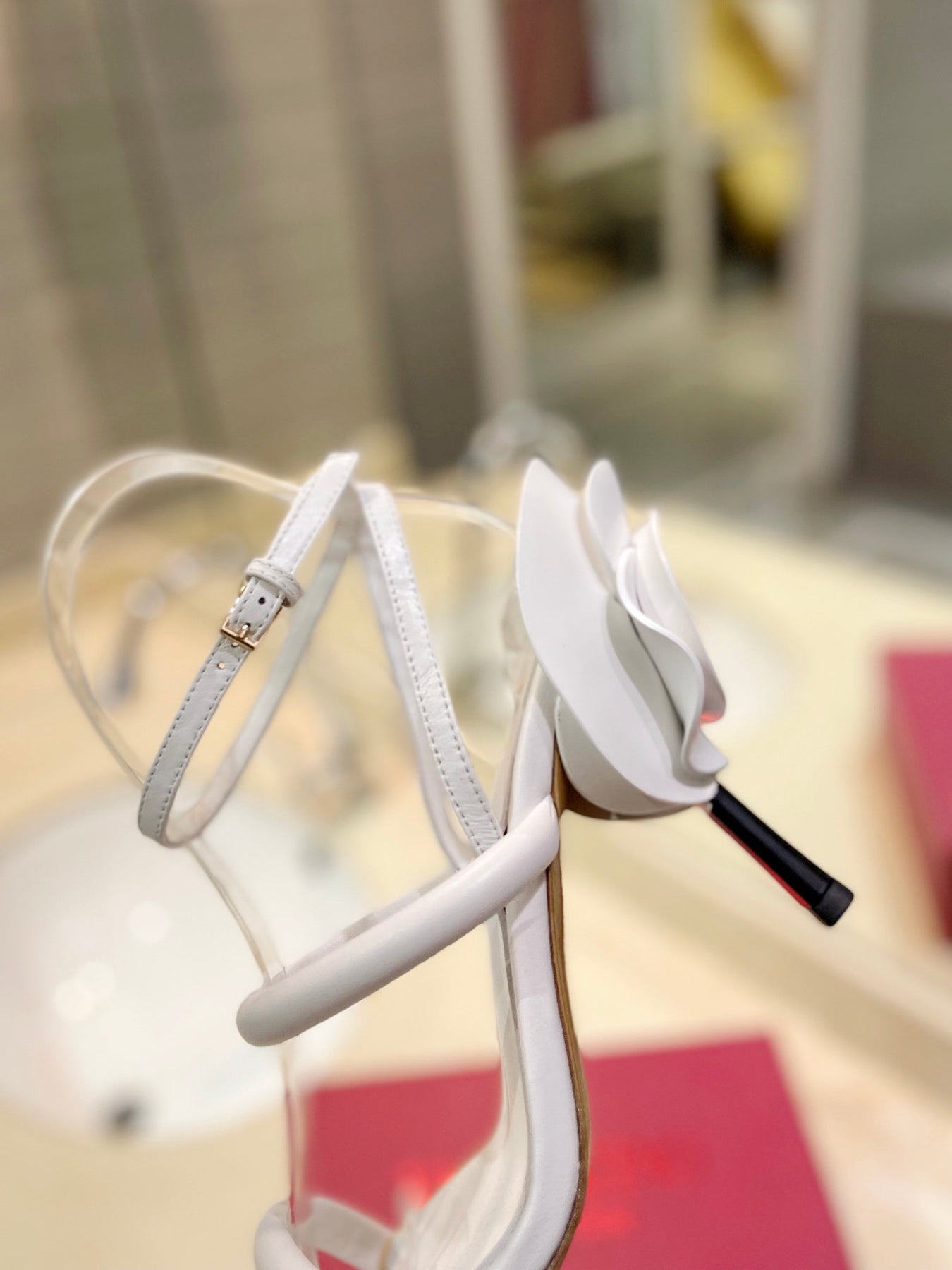 HIGH HEEL SANDAL 10 CM IN WHITE CALFSKIN
