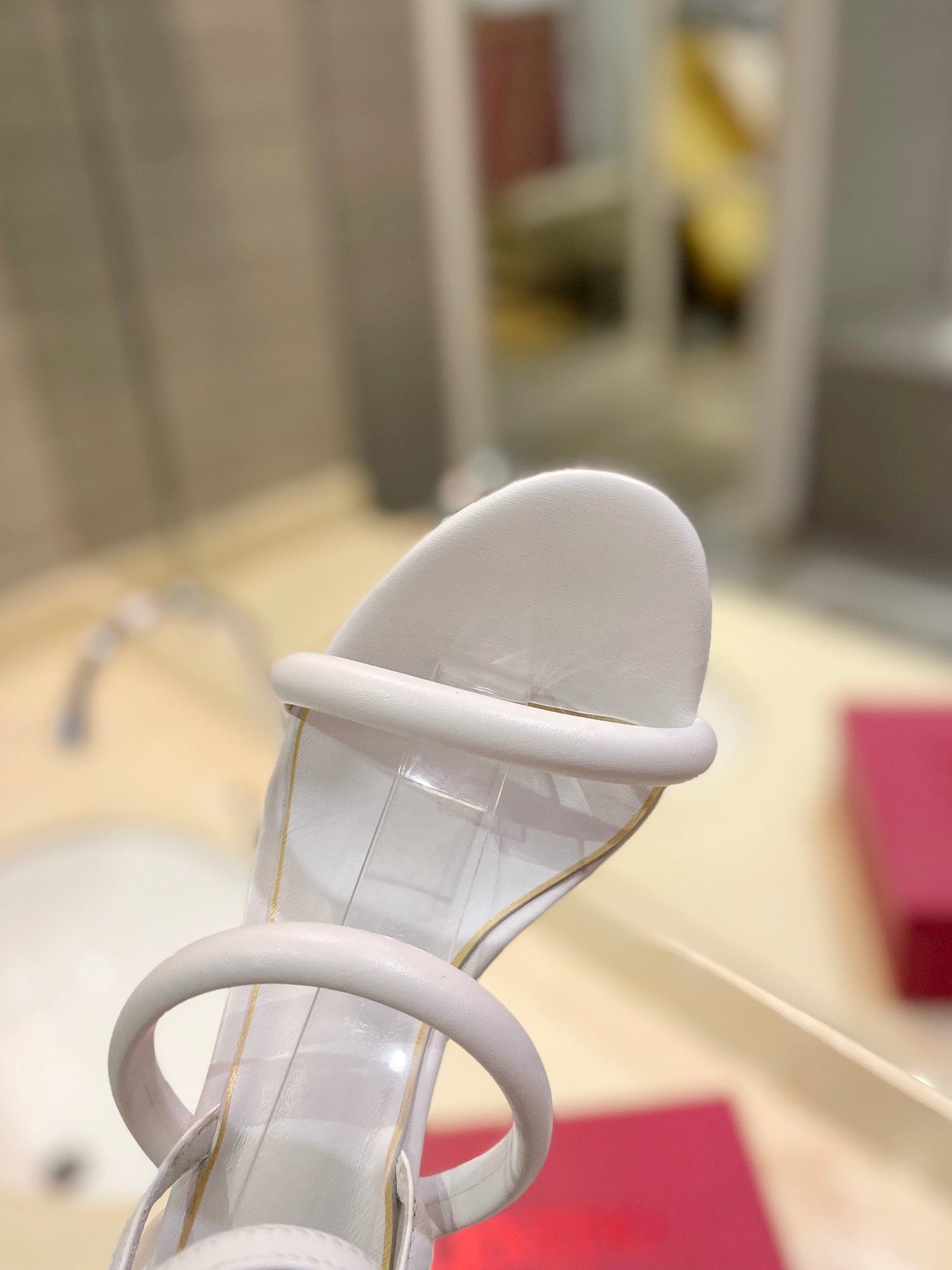 HIGH HEEL SANDAL 10 CM IN WHITE CALFSKIN