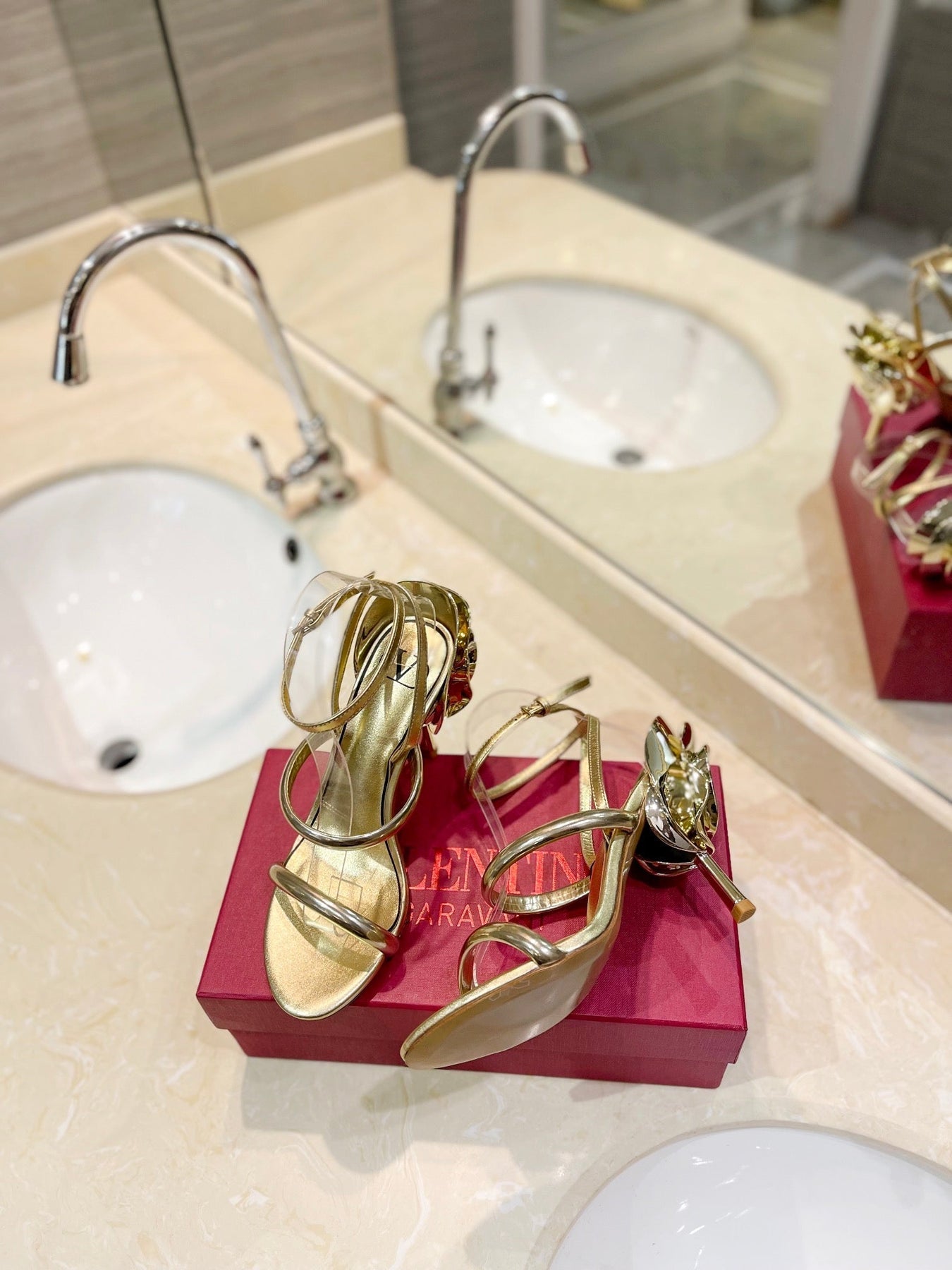 HIGH HEEL SANDAL 10 CM IN GOLD CALFSKIN
