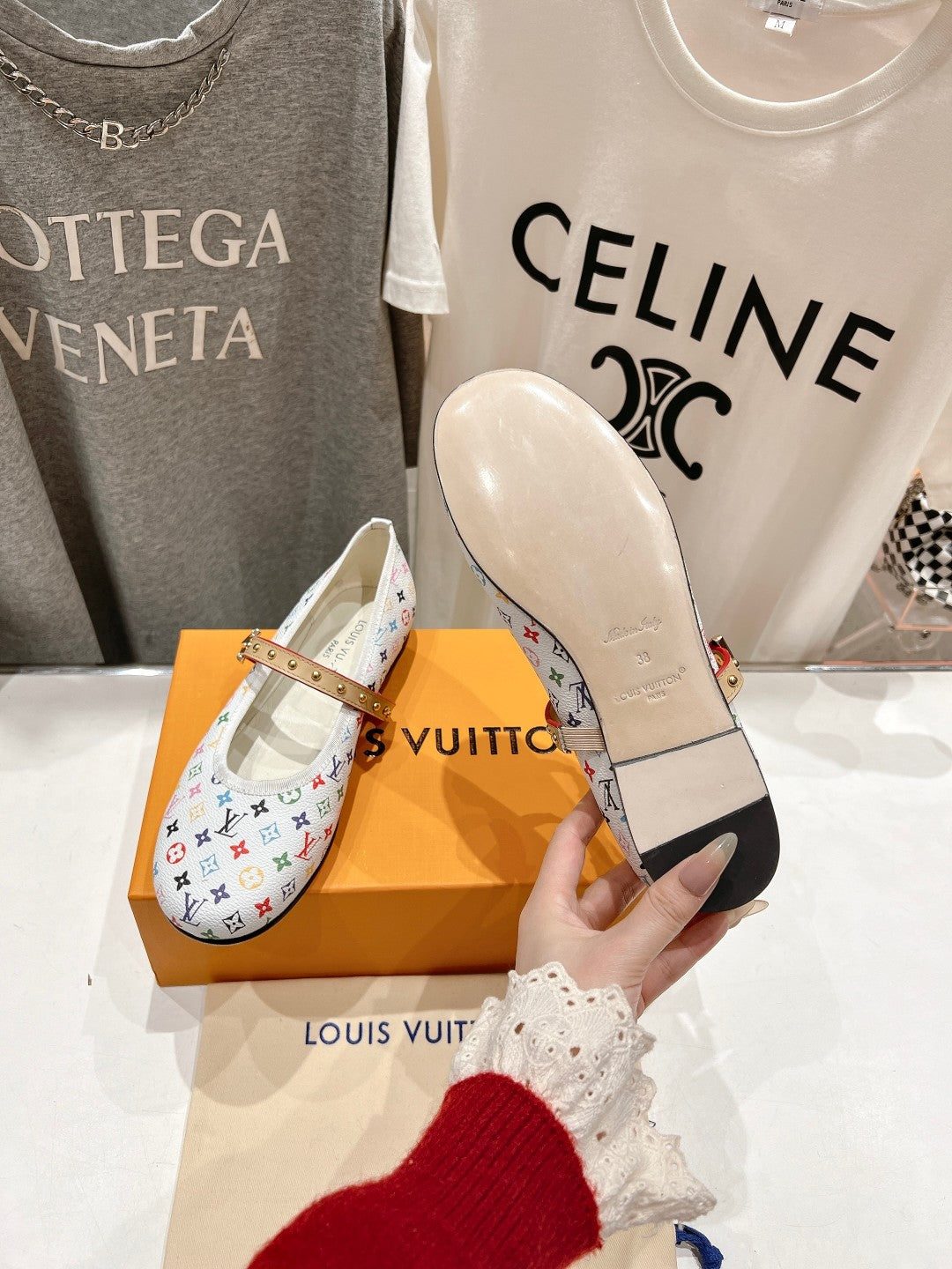 MARY JANE FLAT IN WHITE MONOGRAM CALFSKIN
