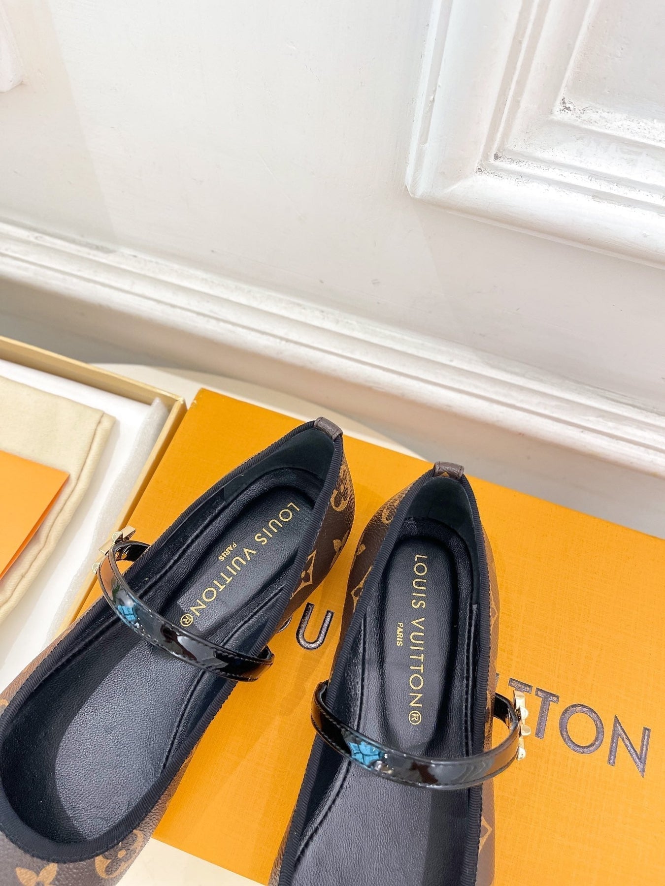 LV WOMEN ROMY FLAT BALLERINA IN CHOCOLATE BROWN MONOGRAM CALFSKIN
