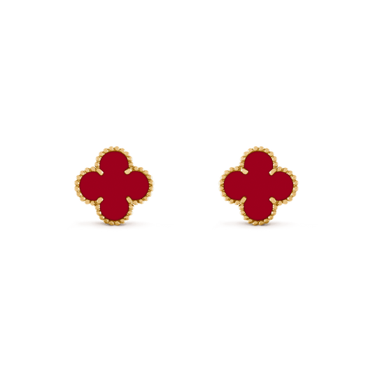 CLOVER MEDIUM CARNELIAN PINK GODL EARRINGS