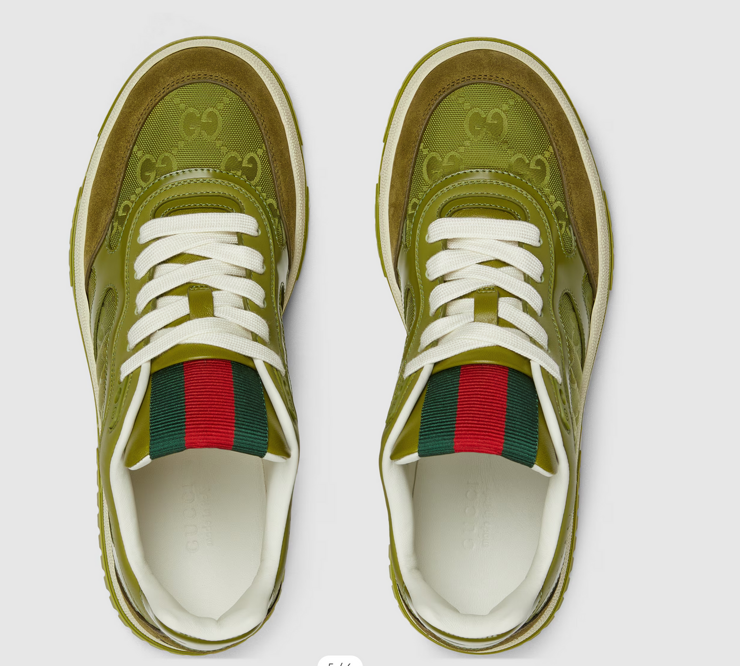 GG RE-WEB SNEAKER IN DARK GREEN CALSKIN GG CANVAS