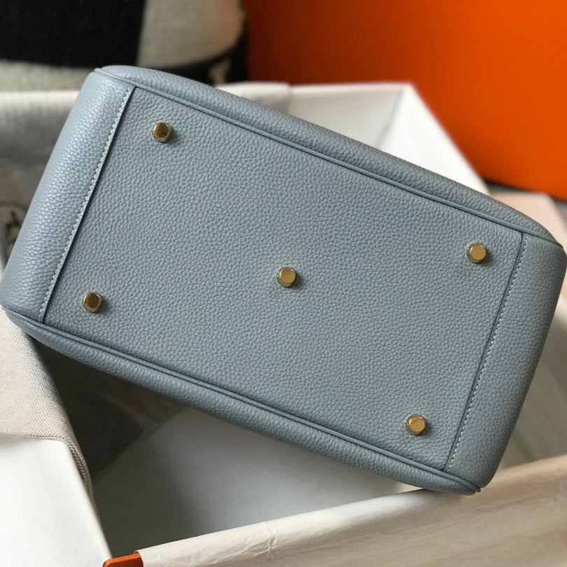 HM LINDY 30 BAG IN NEPAL BLUE CALFSKIN GOLD HARDWARE