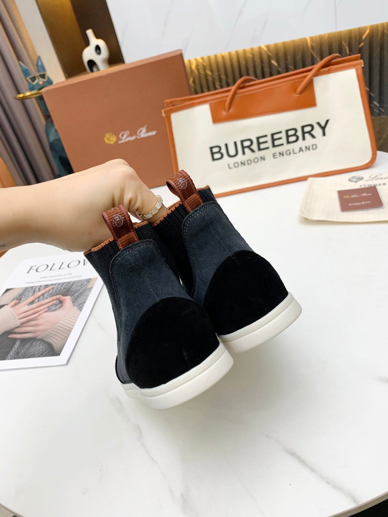 LP CHARMS ANKLE BOOTS BLACK AND GRAY CASHMERE FABRIC