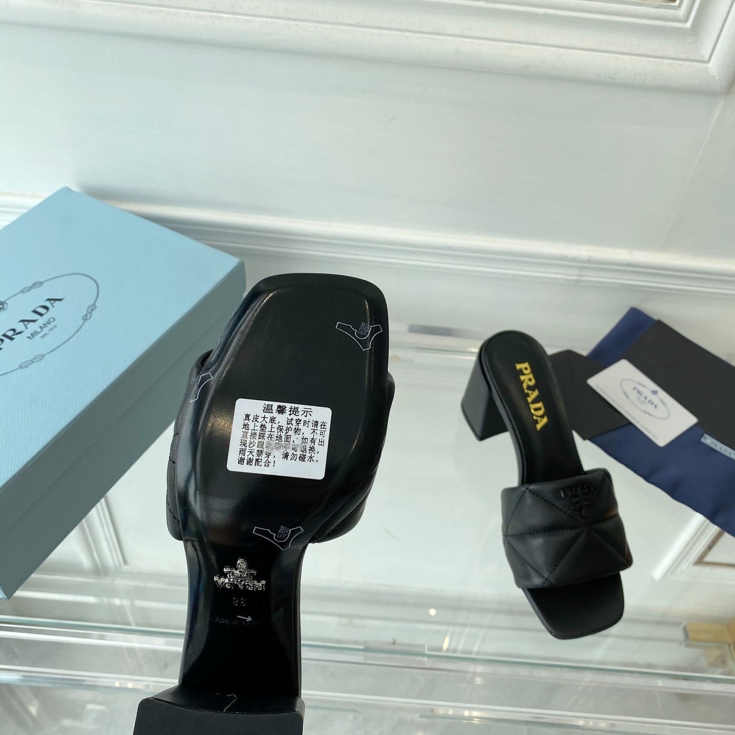 PRA QUILTED NAPPA HEELED SANDALS BLACK LAMBSKIN