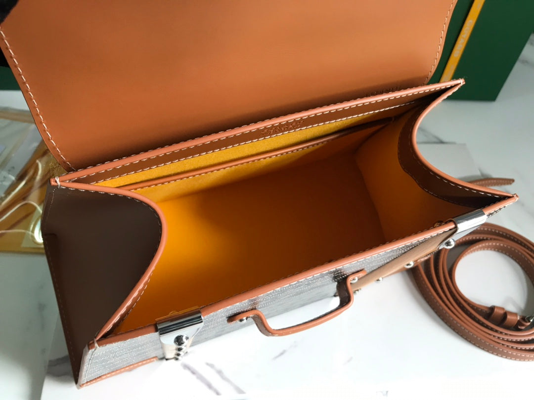 SAÏGON PM BAG 28 IN BROWN GOYARDINE CANVAS AND CALFSKIN