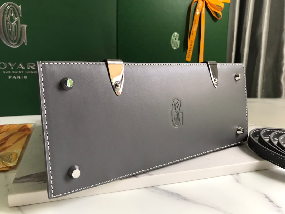 SAÏGON PM BAG 28 IN GREY GOYARDINE CANVAS AND CALFSKIN