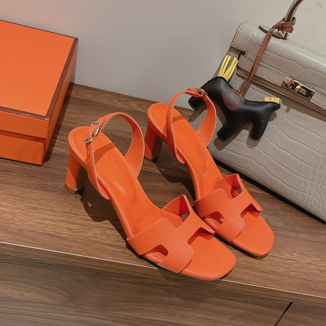 HOLY 75 SANDAL IN VIVID ORANGE GRAINED CALFSKIN