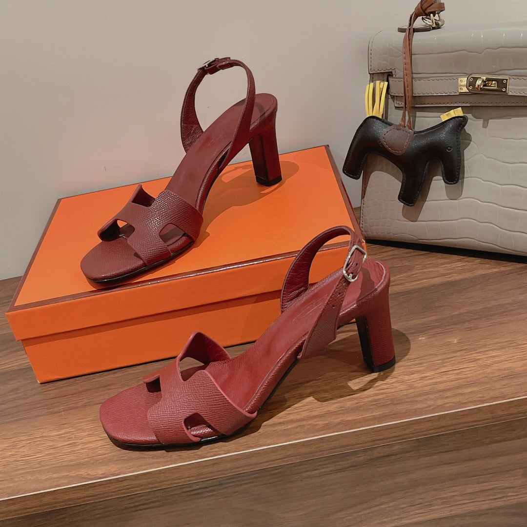 HOLY 75 SANDAL IN BERRY RED GRAINED CALFSKIN