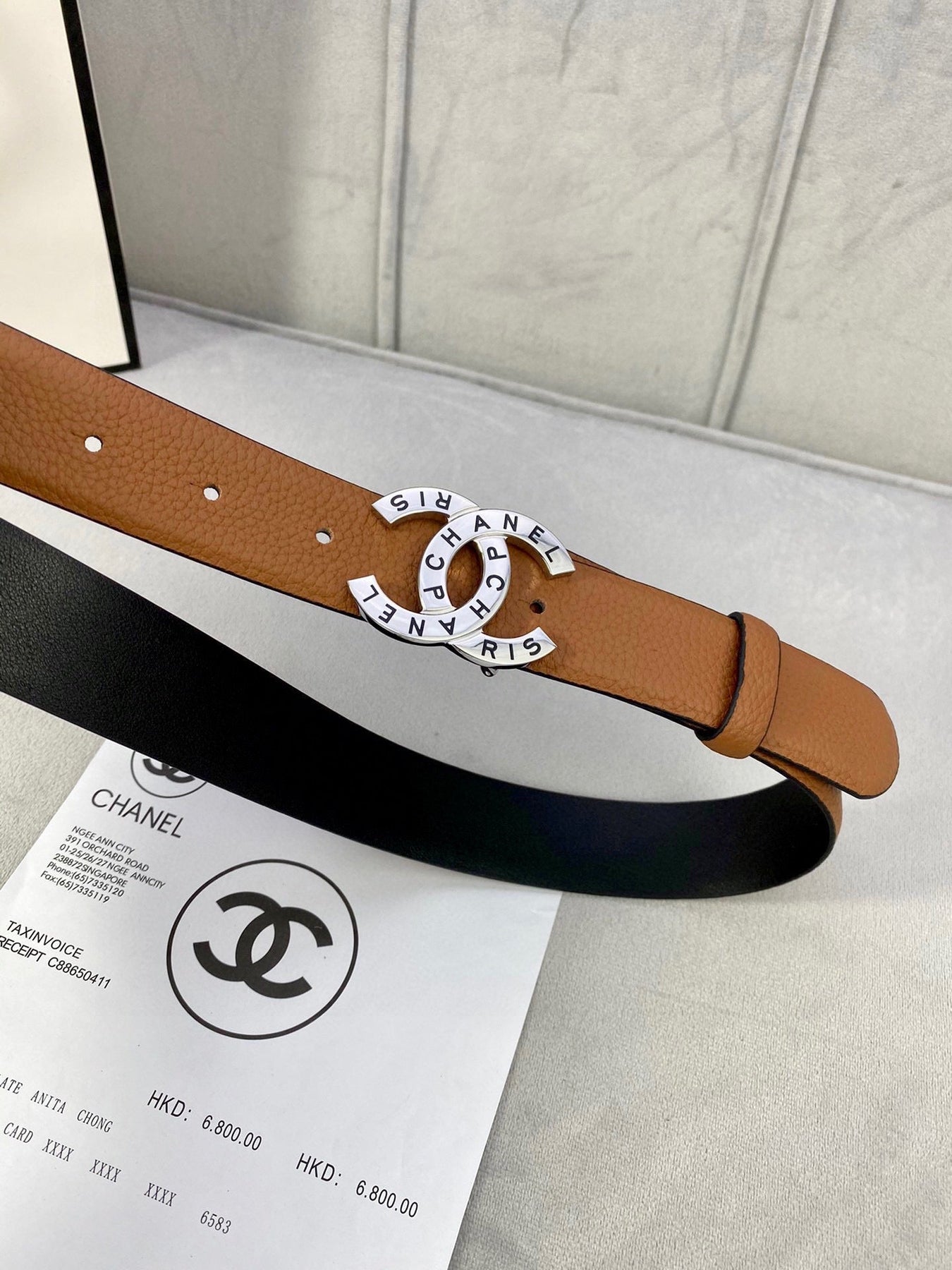 CC 30MM BELT IN BRONZE BROWN SMOOTH CALFSKIN WITH SILVER HARDWARE