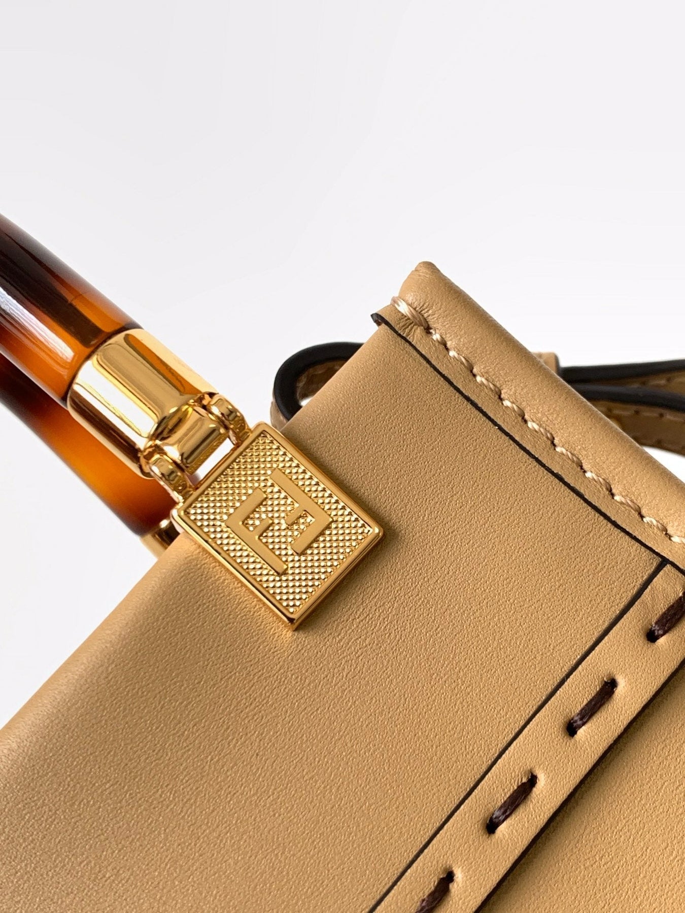 Fend Mini Sunshine Shopper Bag 18 Beige Leather