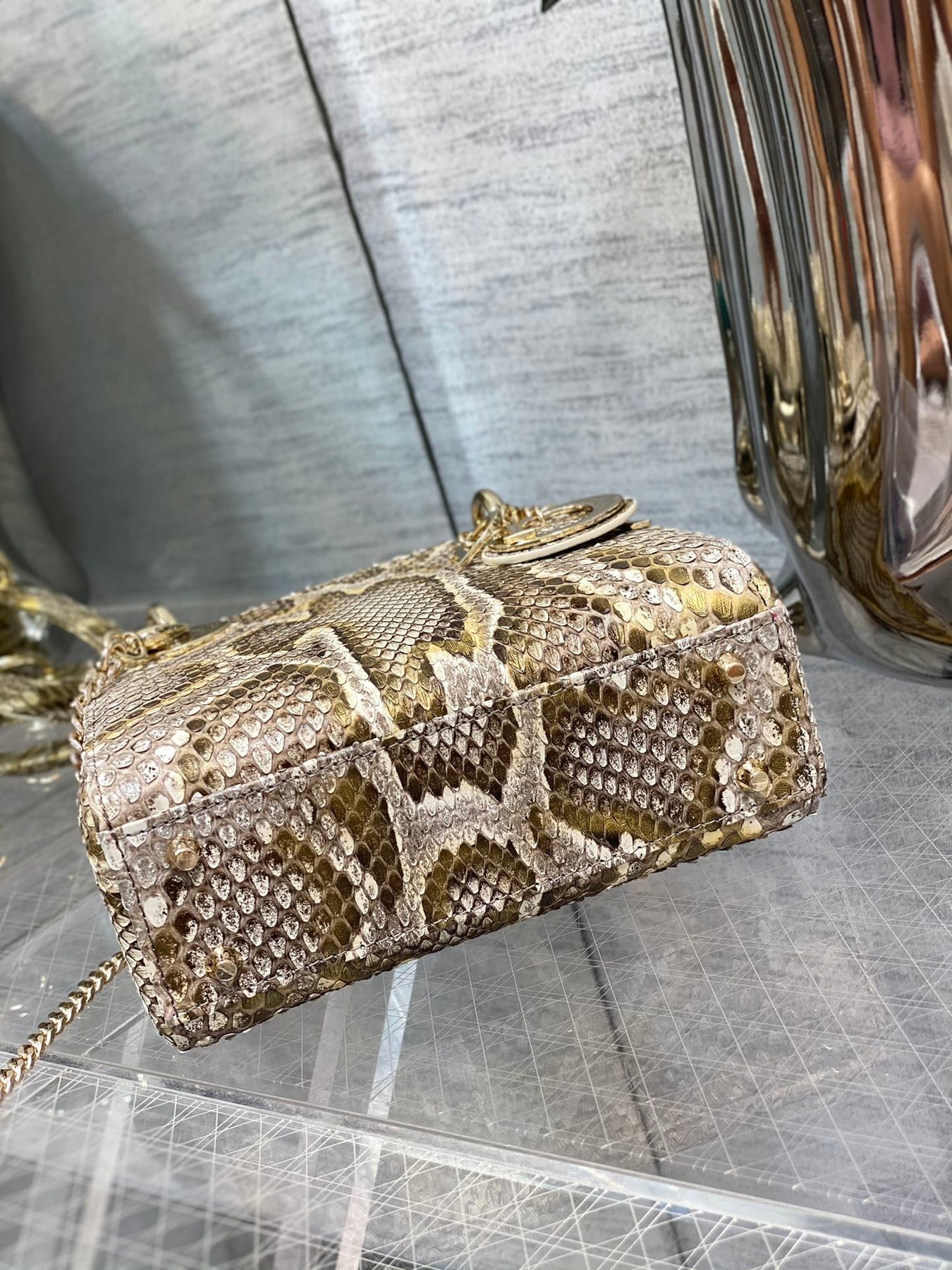 MINI LADY 17 BAG IN GOLDEN PYTHON LEATHER