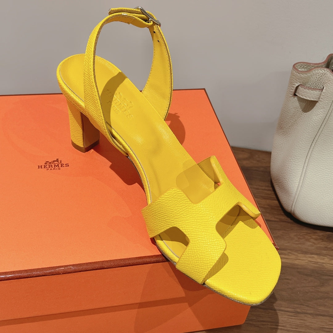 HOLY 75 SANDAL IN BRIGHT YELLOW GRAINED CALFSKIN