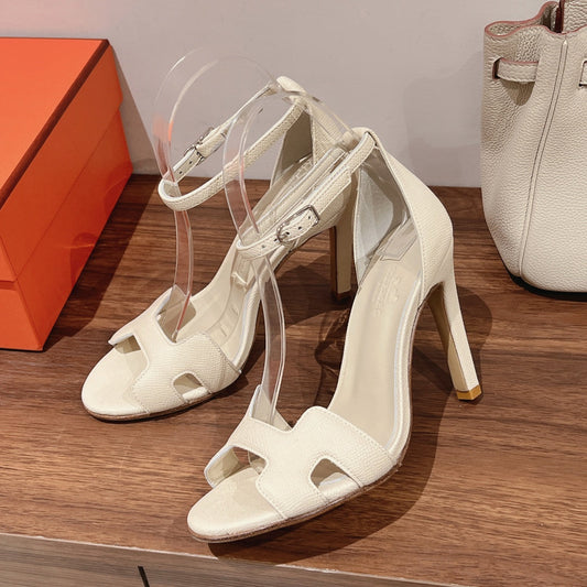 PREMIERE 115 SANDAL IN WHITE CREAM GRAINED CALFSKIN