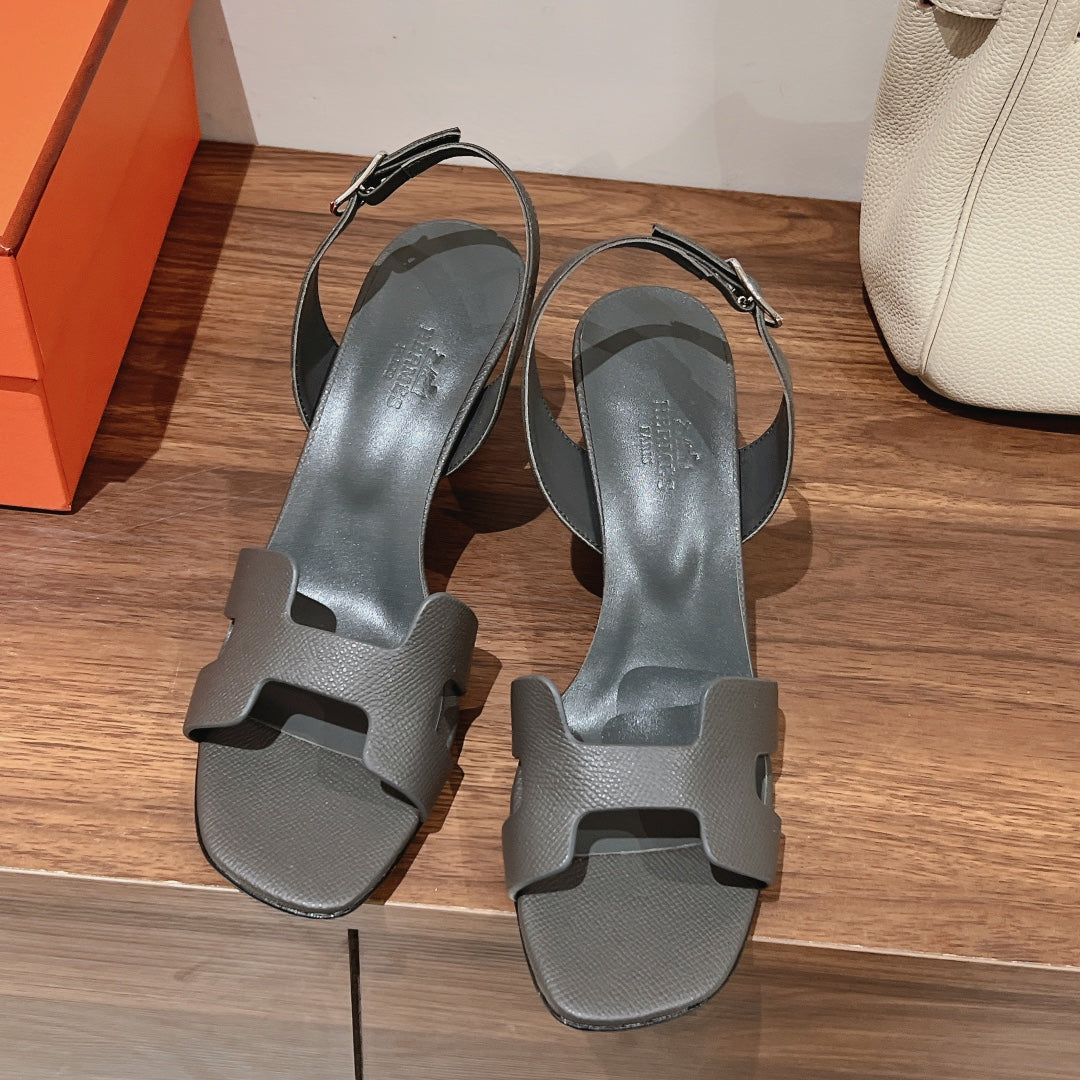 HOLY 75 SANDAL IN DARK GRAY GRAINED CALFSKIN