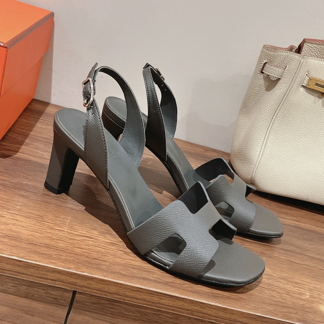 HOLY 75 SANDAL IN DARK GRAY GRAINED CALFSKIN