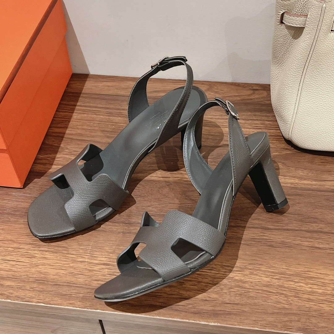 HOLY 75 SANDAL IN DARK GRAY GRAINED CALFSKIN